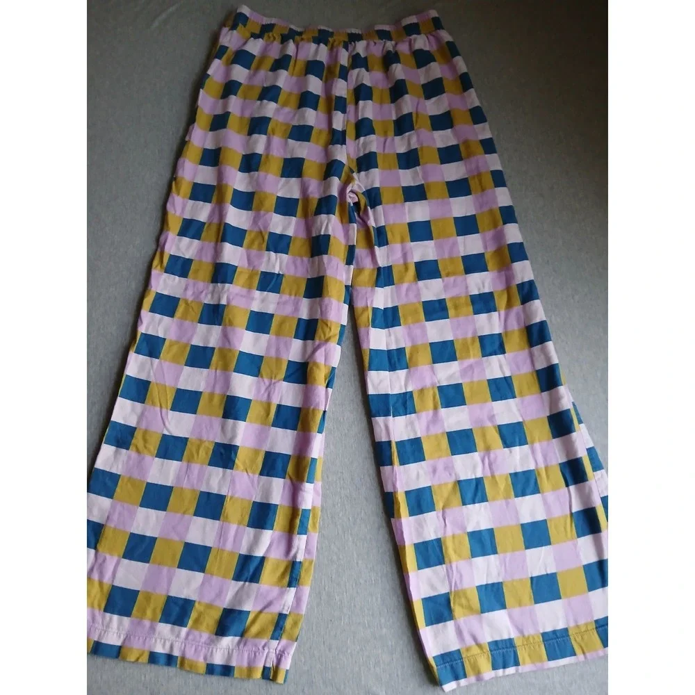 Anthropologie Pajama Set Medium Pants Tiger Checkered Comfort Lounge Sleep - Picture 3 of 16